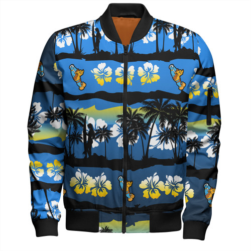 Gold Coast Titans Sport Bomber Jacket - Tropical Hibiscus and Coconut Trees