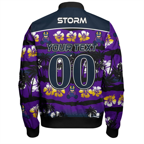 Melbourne Storm Bomber Jacket - Tropical Hibiscus and Coconut Trees Melbourne Storm Bomber Jacket - Tropical Hibiscus and Coconut Trees