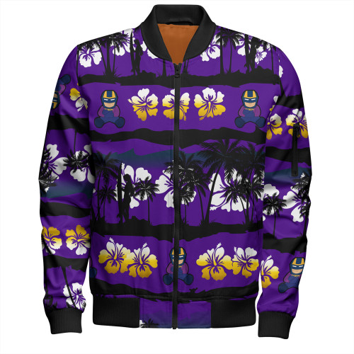 Melbourne Storm Bomber Jacket - Tropical Hibiscus and Coconut Trees