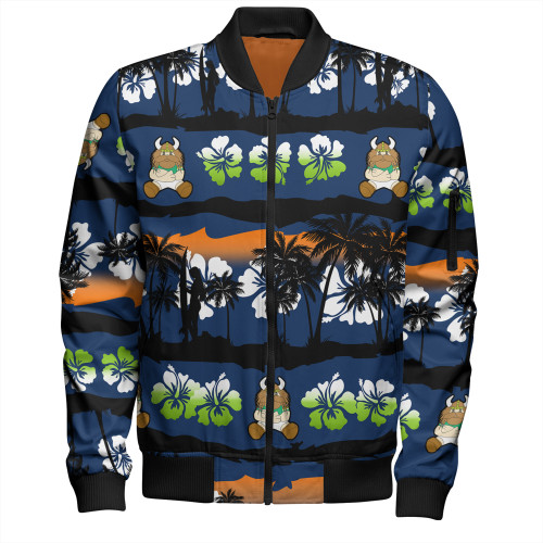 Canberra Raiders Bomber Jacket - Tropical Hibiscus and Coconut Trees