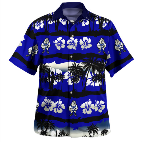 Canterbury-Bankstown Bulldogs Hawaiian Shirt - Tropical Hibiscus and Coconut Trees
