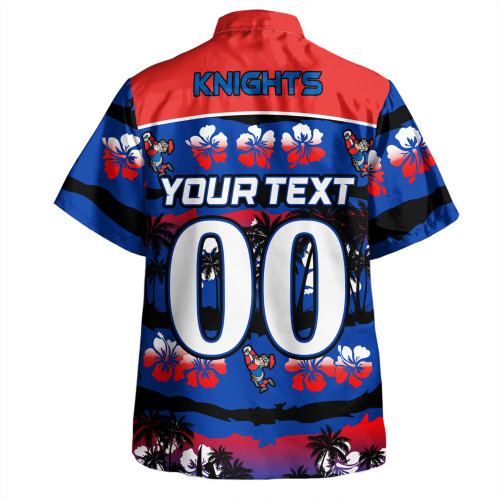 Newcastle Knights Sport Hawaiian Shirt - Tropical Hibiscus and Coconut Trees Newcastle Knights Sport Hawaiian Shirt - Tropical Hibiscus and Coconut Trees