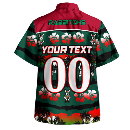 South Sydney Rabbitohs Hawaiian Shirt - Tropical Hibiscus and Coconut Trees South Sydney Rabbitohs Hawaiian Shirt - Tropical Hibiscus and Coconut Trees