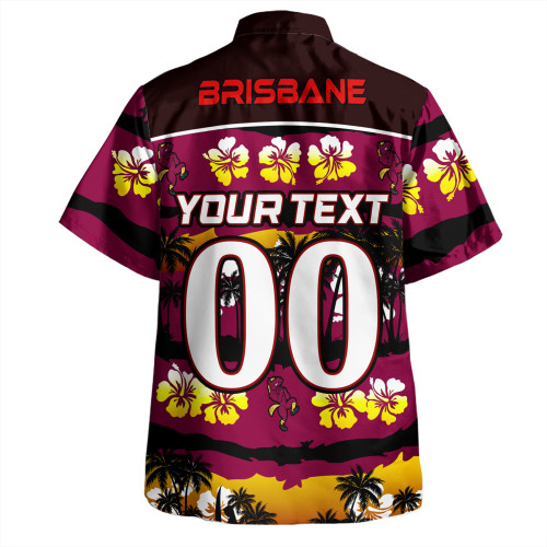 Brisbane Broncos Hawaiian Shirt - Tropical Hibiscus and Coconut Trees Brisbane Broncos Hawaiian Shirt - Tropical Hibiscus and Coconut Trees