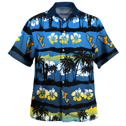 Gold Coast Titans Sport Hawaiian Shirt - Tropical Hibiscus and Coconut Trees