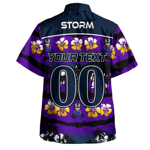 Melbourne Storm Hawaiian Shirt - Tropical Hibiscus and Coconut Trees Melbourne Storm Hawaiian Shirt - Tropical Hibiscus and Coconut Trees