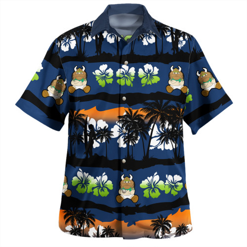 Canberra Raiders Hawaiian Shirt - Tropical Hibiscus and Coconut Trees