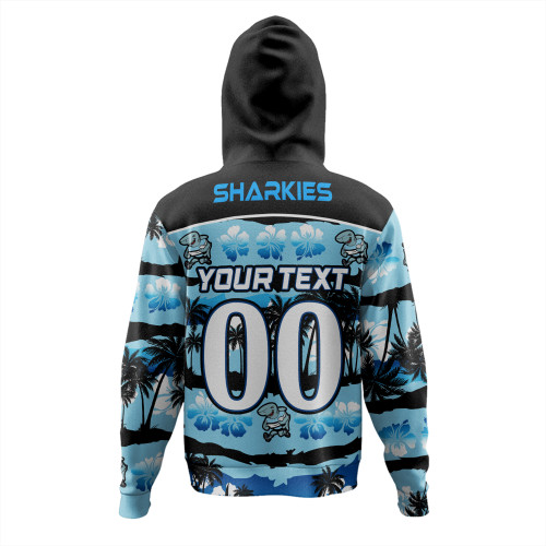 Cronulla-Sutherland Sharks Hoodie - Tropical Hibiscus and Coconut Trees