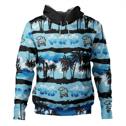 Cronulla-Sutherland Sharks Hoodie - Tropical Hibiscus and Coconut Trees