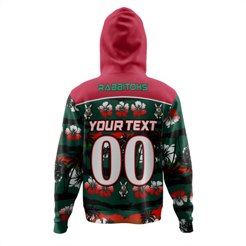 South Sydney Rabbitohs Hoodie - Tropical Hibiscus and Coconut Trees South Sydney Rabbitohs Hoodie - Tropical Hibiscus and Coconut Trees