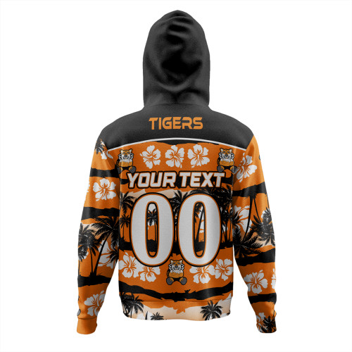 Wests Tigers Hoodie - Tropical Hibiscus and Coconut Trees Wests Tigers Hoodie - Tropical Hibiscus and Coconut Trees