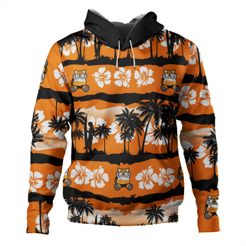 Wests Tigers Hoodie - Tropical Hibiscus and Coconut Trees