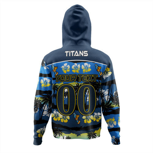 Gold Coast Titans Sport Hoodie - Tropical Hibiscus and Coconut Trees Gold Coast Titans Sport Hoodie - Tropical Hibiscus and Coconut Trees