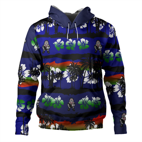 New Zealand Warriors Sport Hoodie - Tropical Hibiscus and Coconut Trees
