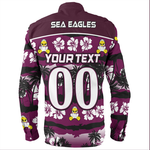 Manly Warringah Sea Eagles Long Sleeve Shirt - Tropical Hibiscus and Coconut Trees Manly Warringah Sea Eagles Long Sleeve Shirt - Tropical Hibiscus and Coconut Trees