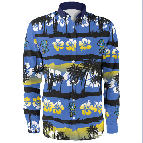 Parramatta Eels Sport Long Sleeve Shirt - Tropical Hibiscus and Coconut Trees