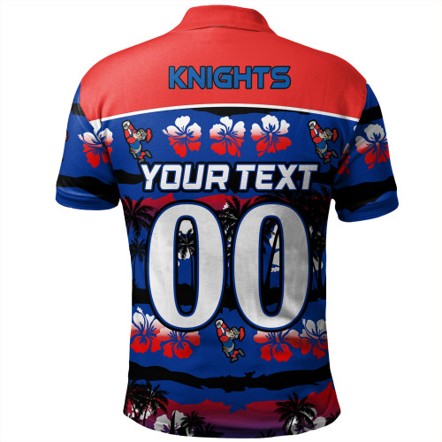 Newcastle Knights Sport Polo Shirt - Tropical Hibiscus and Coconut Trees Newcastle Knights Sport Polo Shirt - Tropical Hibiscus and Coconut Trees