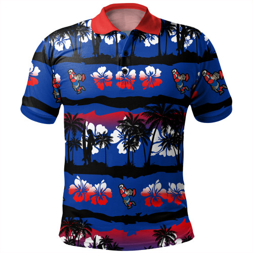Newcastle Knights Sport Polo Shirt - Tropical Hibiscus and Coconut Trees