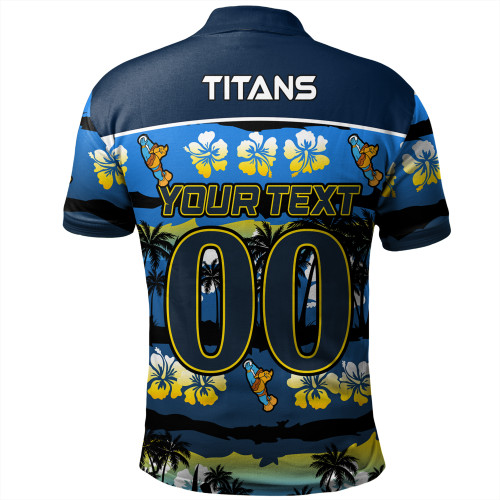 Gold Coast Titans Sport Polo Shirt - Tropical Hibiscus and Coconut Trees Gold Coast Titans Sport Polo Shirt - Tropical Hibiscus and Coconut Trees