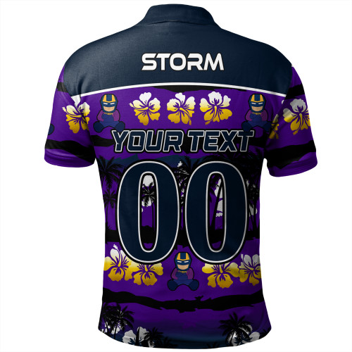 Melbourne Storm Polo Shirt - Tropical Hibiscus and Coconut Trees Melbourne Storm Polo Shirt - Tropical Hibiscus and Coconut Trees