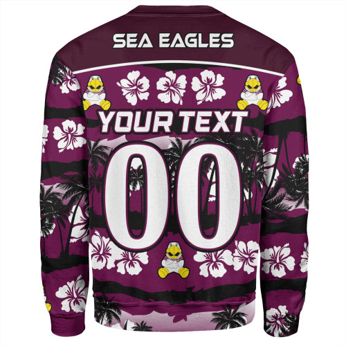Manly Warringah Sea Eagles Sweatshirt - Tropical Hibiscus and Coconut Trees Manly Warringah Sea Eagles Sweatshirt - Tropical Hibiscus and Coconut Trees
