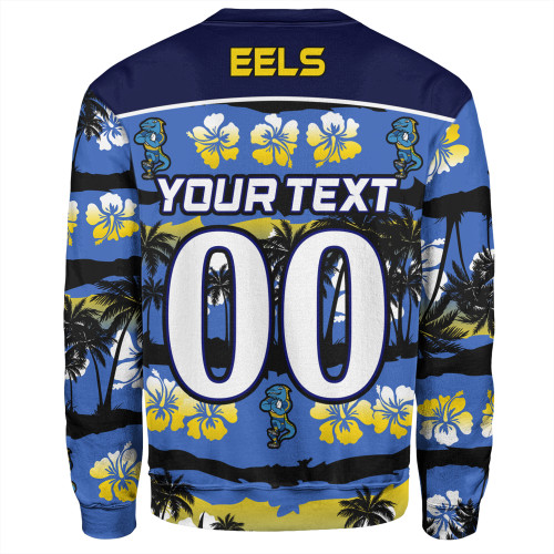 Parramatta Eels Sport Sweatshirt - Tropical Hibiscus and Coconut Trees Parramatta Eels Sport Sweatshirt - Tropical Hibiscus and Coconut Trees