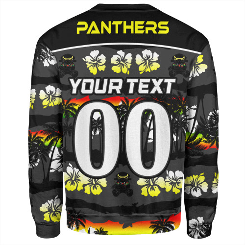 Penrith Panthers Sweatshirt - Tropical Hibiscus and Coconut Trees Penrith Panthers Sweatshirt - Tropical Hibiscus and Coconut Trees