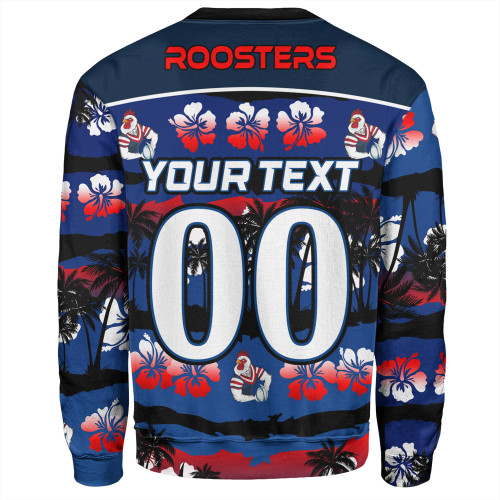 Sydney Roosters Sweatshirt - Tropical Hibiscus and Coconut Trees Sydney Roosters Sweatshirt - Tropical Hibiscus and Coconut Trees