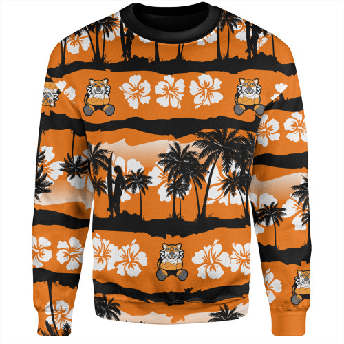 Wests Tigers Sweatshirt - Tropical Hibiscus and Coconut Trees