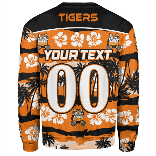 Wests Tigers Sweatshirt - Tropical Hibiscus and Coconut Trees Wests Tigers Sweatshirt - Tropical Hibiscus and Coconut Trees