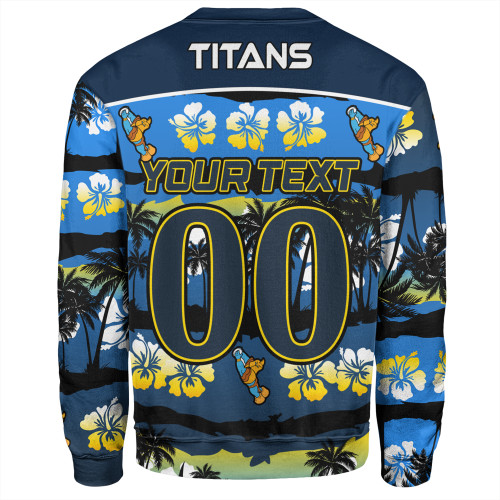 Gold Coast Titans Sport Sweatshirt - Tropical Hibiscus and Coconut Trees Gold Coast Titans Sport Sweatshirt - Tropical Hibiscus and Coconut Trees