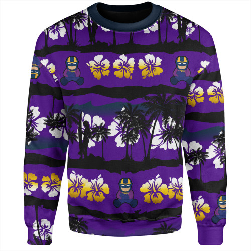 Melbourne Storm Sweatshirt - Tropical Hibiscus and Coconut Trees