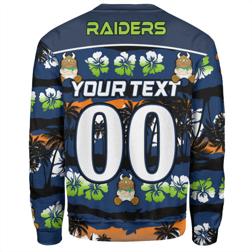 Canberra Raiders Sweatshirt - Tropical Hibiscus and Coconut Trees
