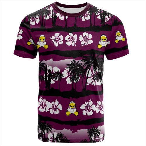 Manly Warringah Sea Eagles T-Shirt - Tropical Hibiscus and Coconut Trees