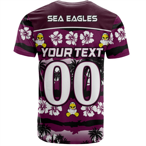 Manly Warringah Sea Eagles T-Shirt - Tropical Hibiscus and Coconut Trees Manly Warringah Sea Eagles T-Shirt - Tropical Hibiscus and Coconut Trees