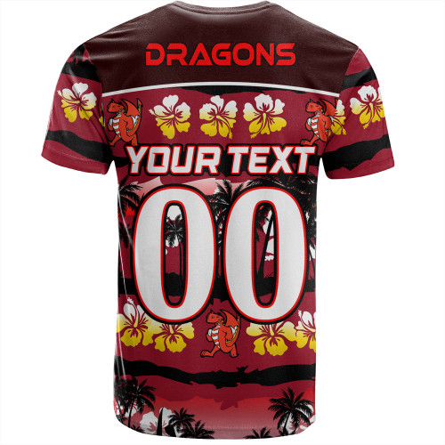 St. George Illawarra Dragons T-Shirt - Tropical Hibiscus and Coconut Trees St. George Illawarra Dragons T-Shirt - Tropical Hibiscus and Coconut Trees