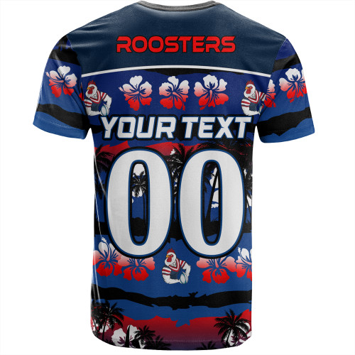 Sydney Roosters T-Shirt - Tropical Hibiscus and Coconut Trees Sydney Roosters T-Shirt - Tropical Hibiscus and Coconut Trees