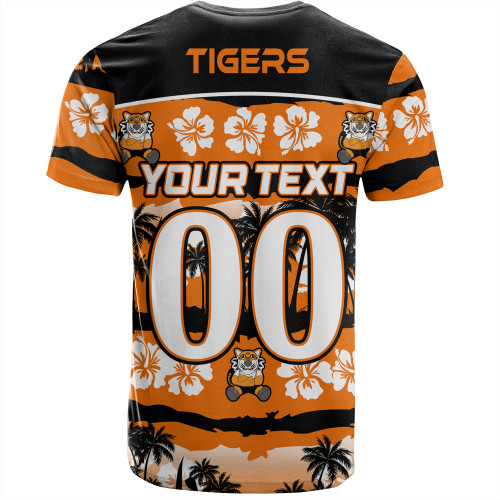 Wests Tigers T-Shirt - Tropical Hibiscus and Coconut Trees Wests Tigers T-Shirt - Tropical Hibiscus and Coconut Trees