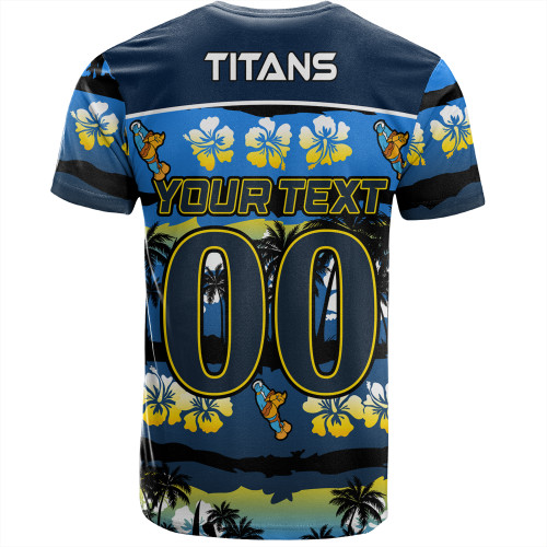 Gold Coast Titans Sport T-Shirt - Tropical Hibiscus and Coconut Trees Gold Coast Titans Sport T-Shirt - Tropical Hibiscus and Coconut Trees