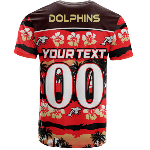 Redcliffe Dolphins T-Shirt - Tropical Hibiscus and Coconut Trees Redcliffe Dolphins T-Shirt - Tropical Hibiscus and Coconut Trees
