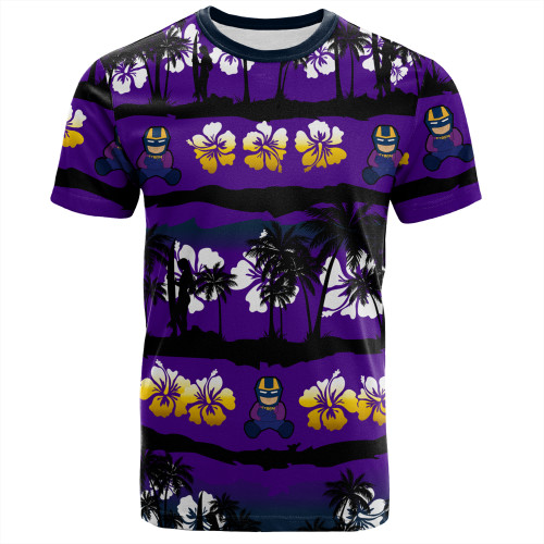 Melbourne Storm T-Shirt - Tropical Hibiscus and Coconut Trees