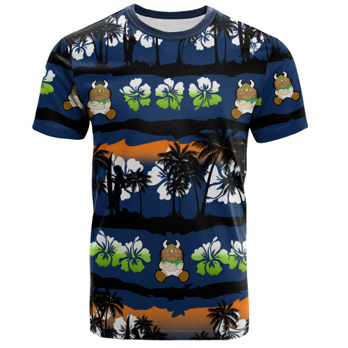 Canberra Raiders T-Shirt - Tropical Hibiscus and Coconut Trees