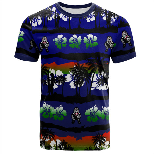 New Zealand Warriors Sport T-Shirt - Tropical Hibiscus and Coconut Trees