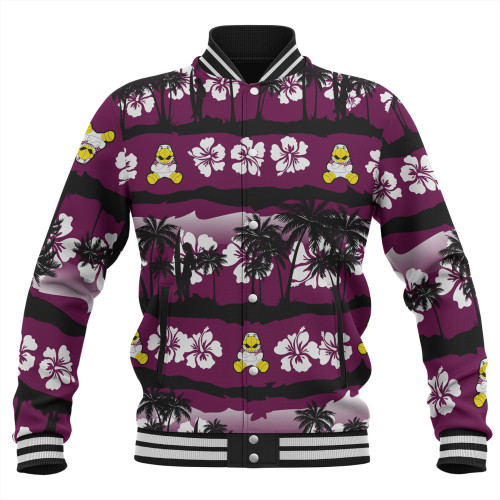 Manly Warringah Sea Eagles Baseball Jacket - Tropical Hibiscus and Coconut Trees