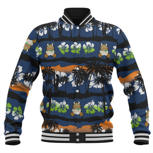 Canberra Raiders Baseball Jacket - Tropical Hibiscus and Coconut Trees