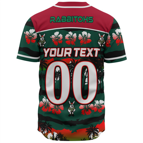 South Sydney Rabbitohs Baseball Shirt - Tropical Hibiscus and Coconut Trees South Sydney Rabbitohs Baseball Shirt - Tropical Hibiscus and Coconut Trees