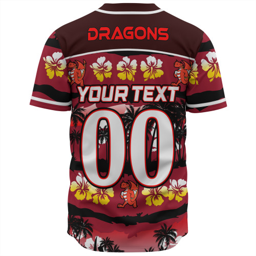 St. George Illawarra Dragons Baseball Shirt - Tropical Hibiscus and Coconut Trees St. George Illawarra Dragons Baseball Shirt - Tropical Hibiscus and Coconut Trees