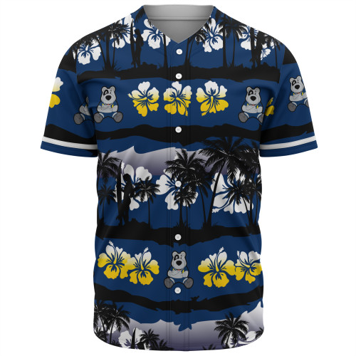 North Queensland Cowboys Baseball Shirt - Tropical Hibiscus and Coconut Trees