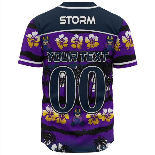 Melbourne Storm Baseball Shirt - Tropical Hibiscus and Coconut Trees Melbourne Storm Baseball Shirt - Tropical Hibiscus and Coconut Trees