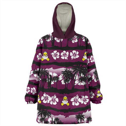 Manly Warringah Sea Eagles Snug Hoodie - Tropical Hibiscus and Coconut Trees